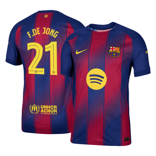 Tricouri Fotbal Barcelona F.DE JONG #21 Acasă 2025/26 Authentic - UCL