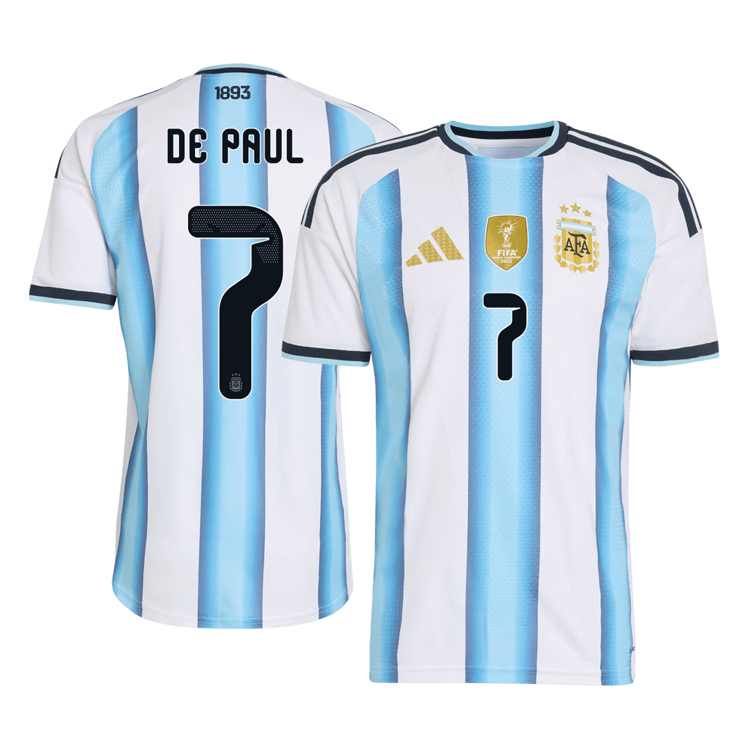 Tricouri Fotbal Argentina DE PAUL #7 Acasă Cupa Mondială 2026 Authentic