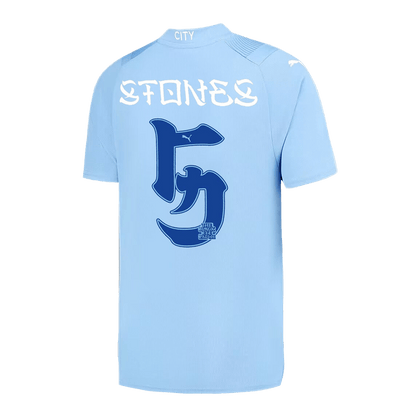 Tricouri Fotbal Manchester City STONES #5 Acasă 2023/24 - Japanese Tour Printing (mărime mare)