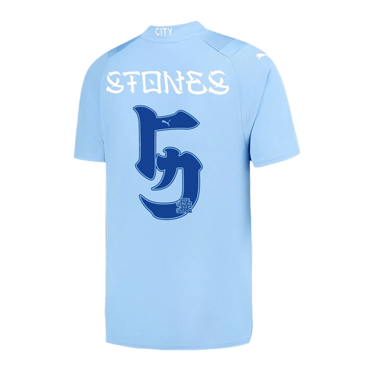 Tricouri Fotbal Manchester City STONES #5 Acasă 2023/24 - Japanese Tour Printing (mărime mare)