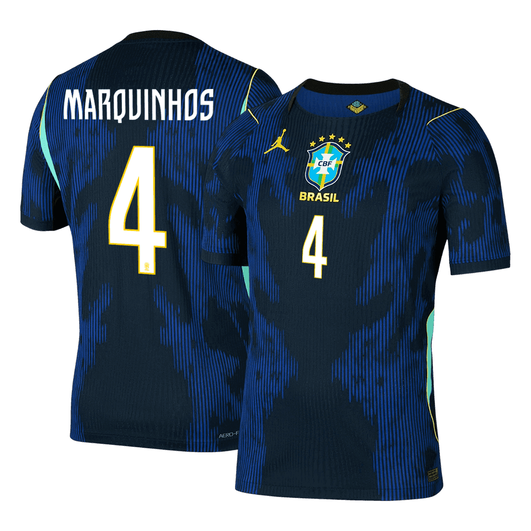 Tricouri Fotbal Brazilia MARQUINHOS #4 Deplasare Cupa Mondială 2026 Authentic