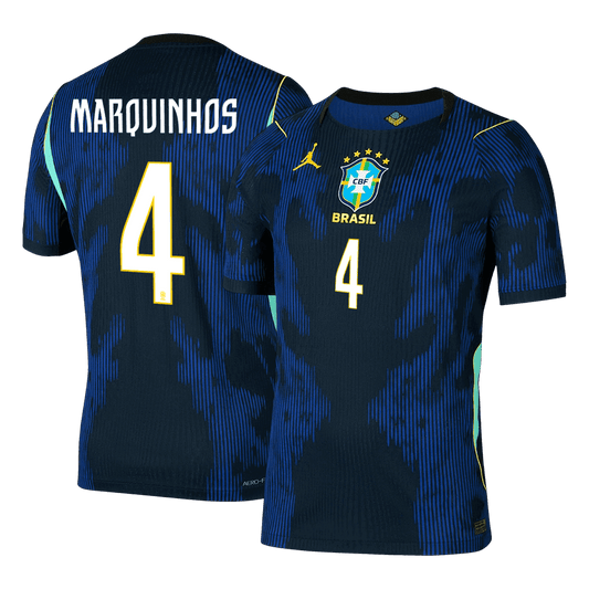 Tricouri Fotbal Brazilia MARQUINHOS #4 Deplasare Cupa Mondială 2026 Authentic