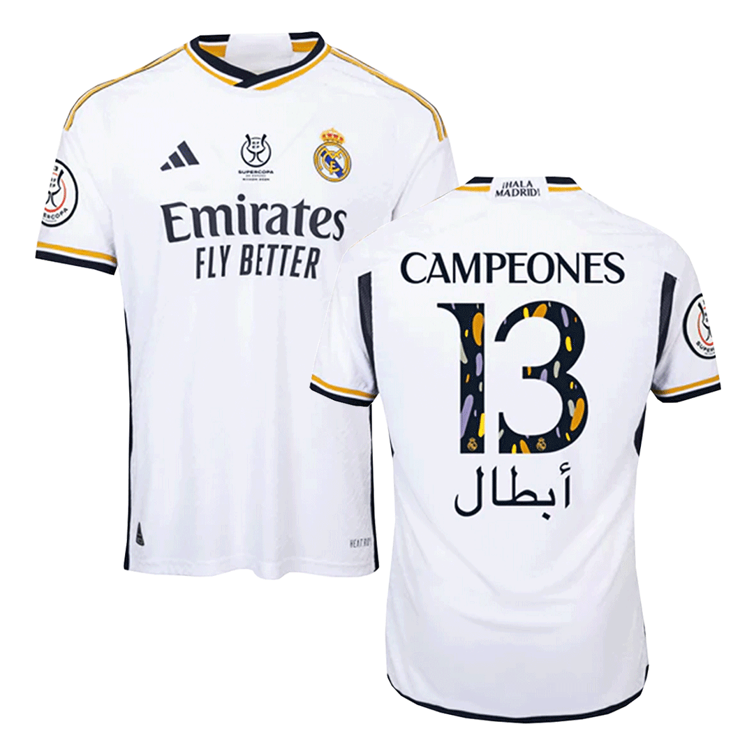 Tricouri Fotbal Real Madrid CAMPEONES #13 Acasă 2023/24 Authentic