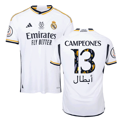 Tricouri Fotbal Real Madrid CAMPEONES #13 Acasă 2023/24 Authentic