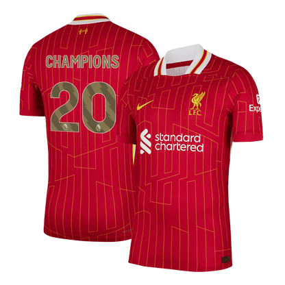 Tricouri Fotbal Liverpool CHAMPIONS #20 Acasă 2024/25 Authentic