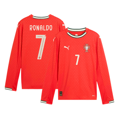 Tricouri Fotbal Portugalia RONALDO #7 Acasă 2025 Mânecă Lungă (mărime mare)