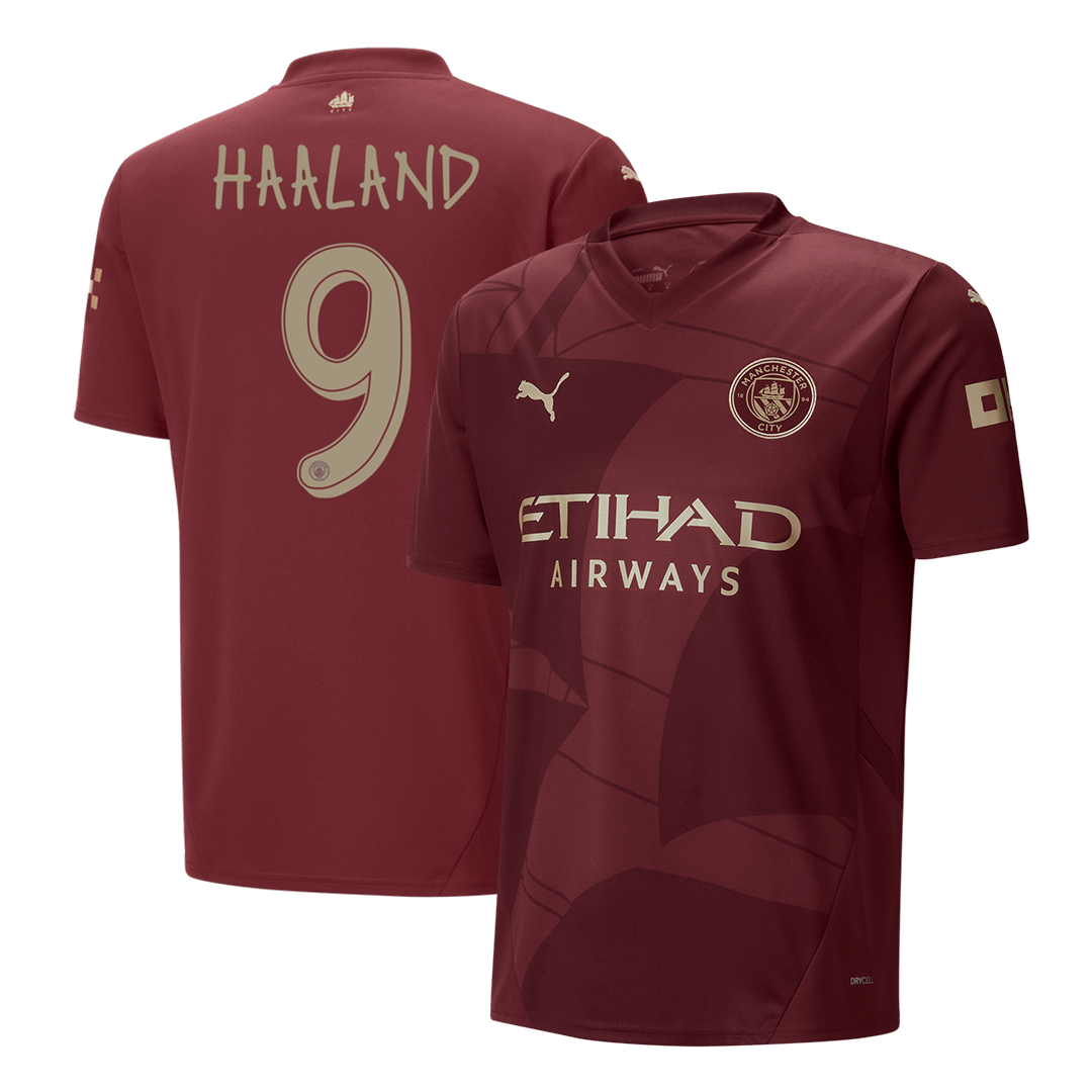 Tricouri Fotbal Manchester City HAALAND #9 Treilea 2024/25 - UCL (mărime mare)
