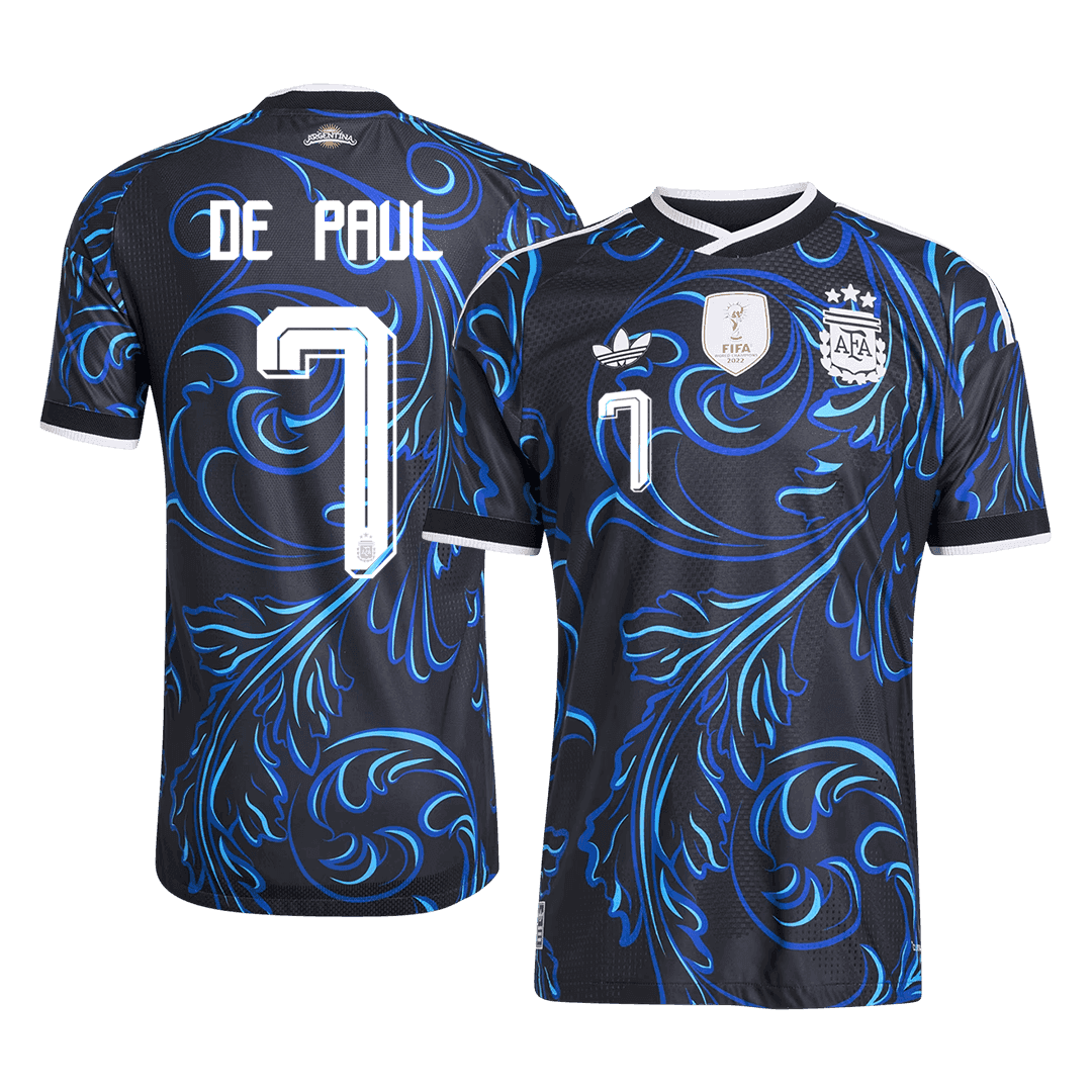 Tricouri Fotbal Argentina DE PAUL #7 Deplasare Cupa Mondială 2026 Authentic