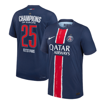 Tricouri Fotbal PSG CHAMPIONS #25 Acasă 2024/25 Authentic - CHAMPIONS OF EUROPE