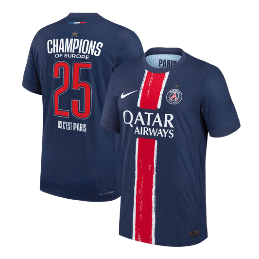 Tricouri Fotbal PSG CHAMPIONS #25 Acasă 2024/25 Authentic - CHAMPIONS OF EUROPE