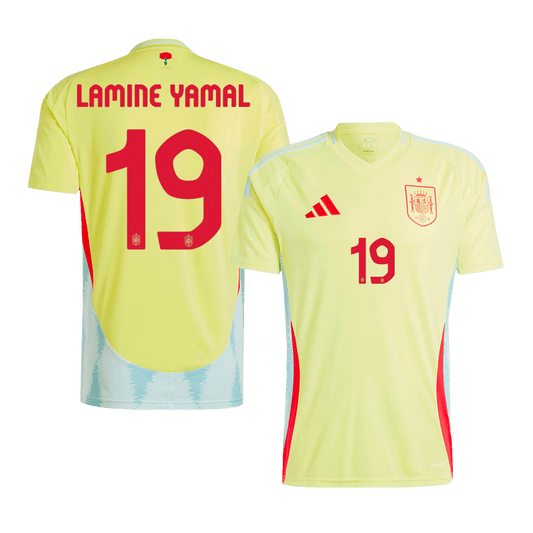 Tricouri Fotbal Spania LAMINE YAMAL #19 Deplasare 2024 (mărime mare)