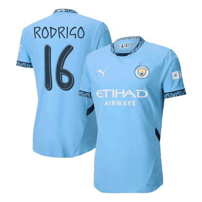 Tricouri Fotbal Manchester City RODRIGO #16 Acasă 2024/25 Authentic - UCL