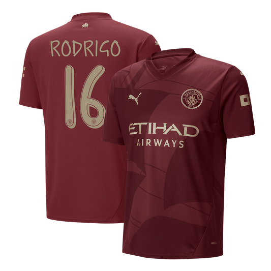 Tricouri Fotbal Manchester City RODRIGO #16 Treilea 2024/25 - UCL (mărime mare)