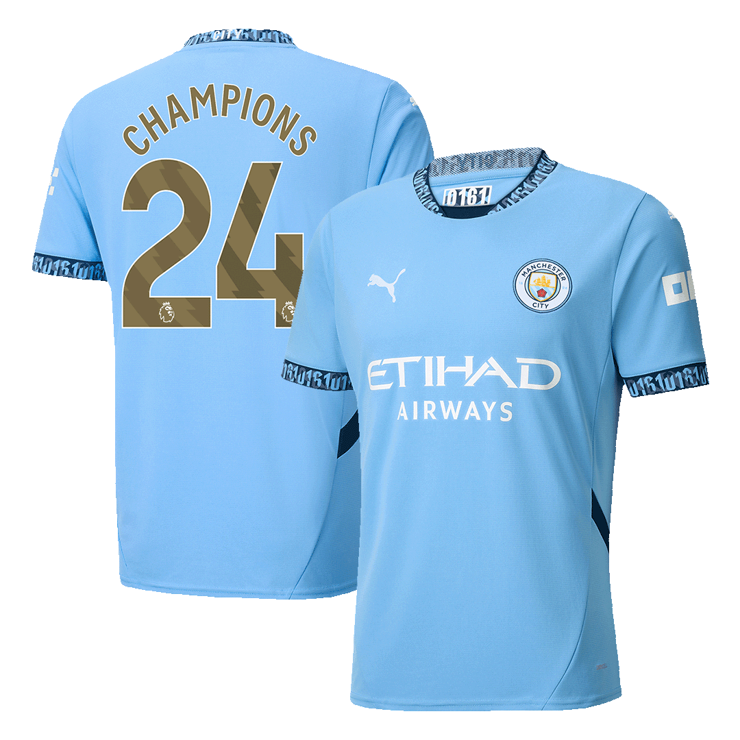 Tricouri Fotbal Manchester City CHAMPIONS #24 Acasă 2024/25 (mărime mare)
