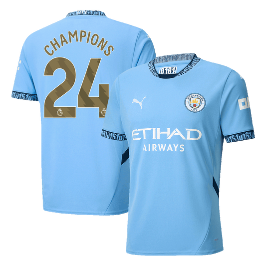 Tricouri Fotbal Manchester City CHAMPIONS #24 Acasă 2024/25 (mărime mare)