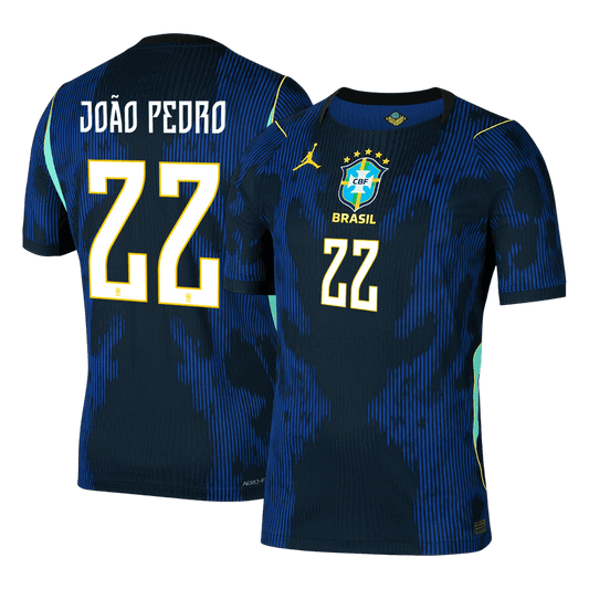 Tricouri Fotbal Brazilia JOÃO PEDRO #22 Deplasare Cupa Mondială 2026 Authentic
