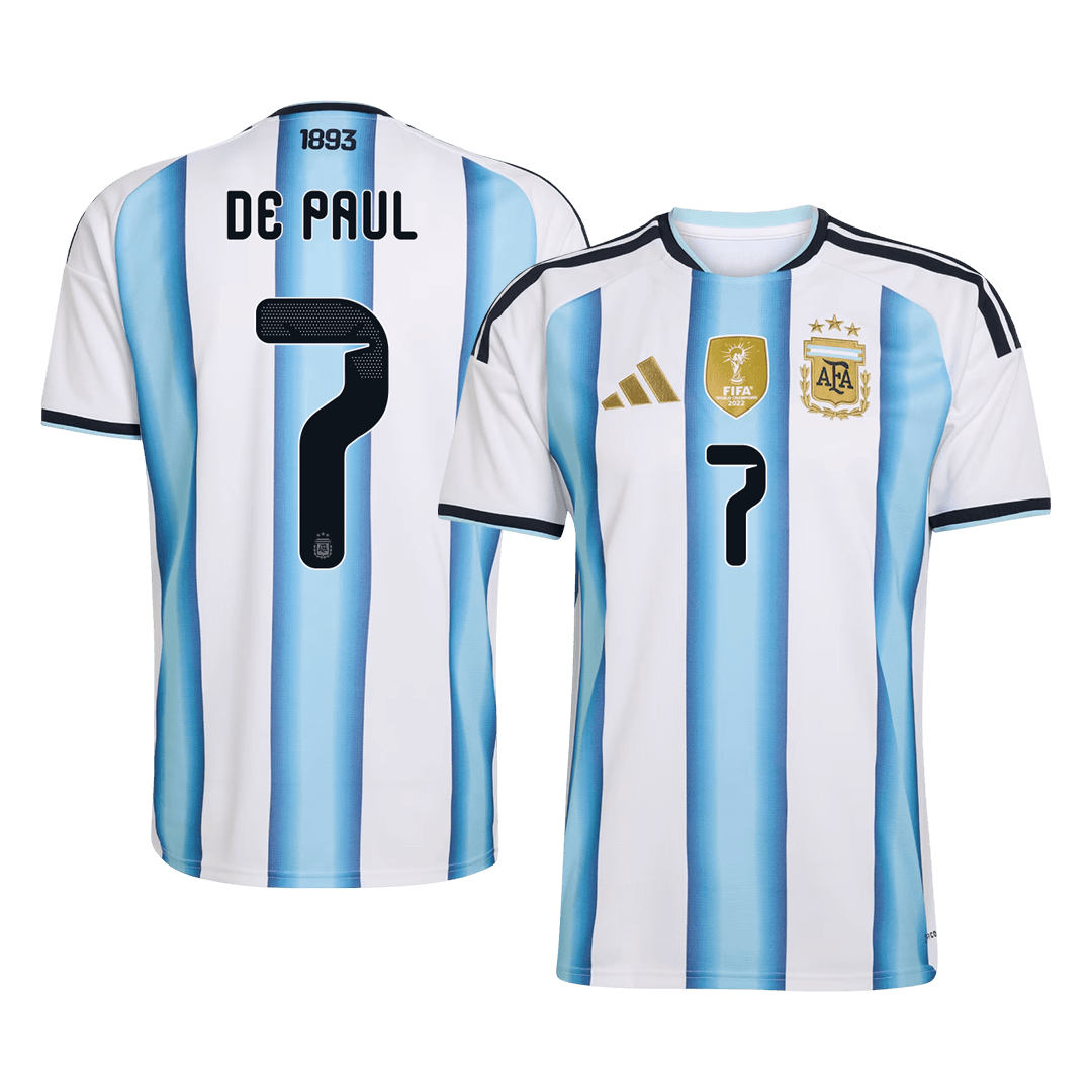 Tricouri Fotbal Argentina DE PAUL #7 Acasă Cupa Mondială 2026 - Premium
