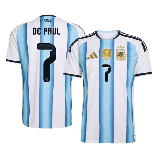 Tricouri Fotbal Argentina DE PAUL #7 Acasă Cupa Mondială 2026 - Premium