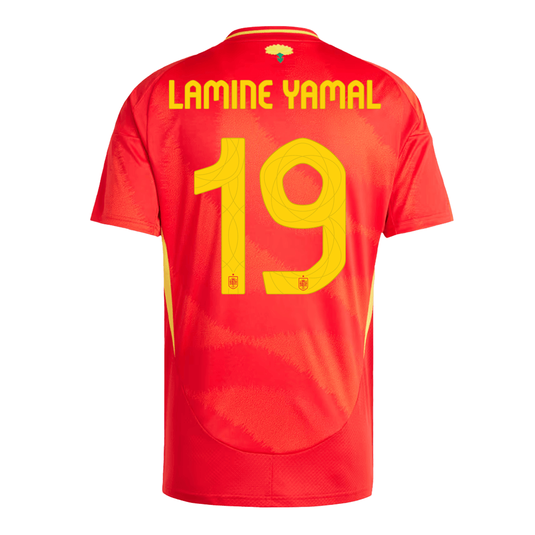 Tricouri Fotbal Spania LAMINE YAMAL #19 Acasă 2024 (mărime mare)