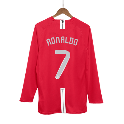 Tricouri Fotbal Vintage Manchester United RONALDO #7 Acasă 2007/08 Mânecă Lungă - UCL Final