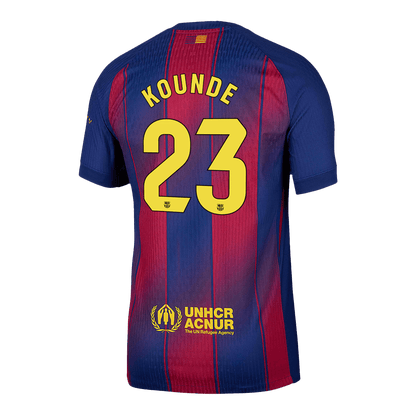 Tricouri Fotbal Barcelona KOUNDE #23 Acasă 2025/26 Authentic