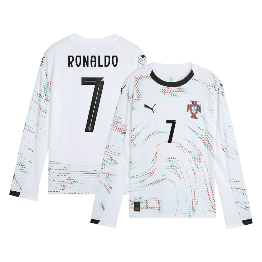 Tricouri Fotbal Portugalia RONALDO #7 Deplasare 2025 Mânecă Lungă (mărime mare)