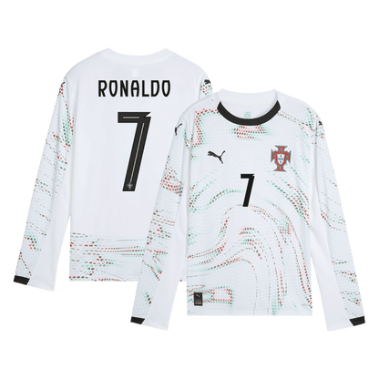 Tricouri Fotbal Portugalia RONALDO #7 Deplasare 2025 Mânecă Lungă (mărime mare)