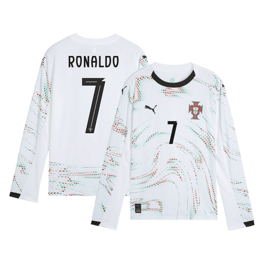 Tricouri Fotbal Portugalia RONALDO #7 Deplasare 2025 Mânecă Lungă (mărime mare)
