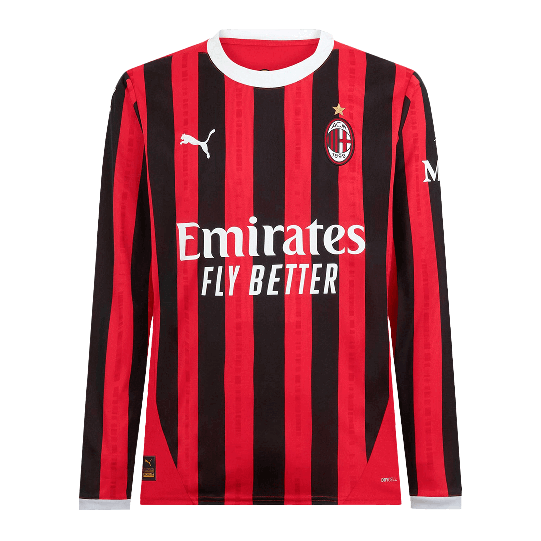 Tricouri Fotbal AC Milan Acasă 2024/25 Mânecă Lungă (mărime mare)