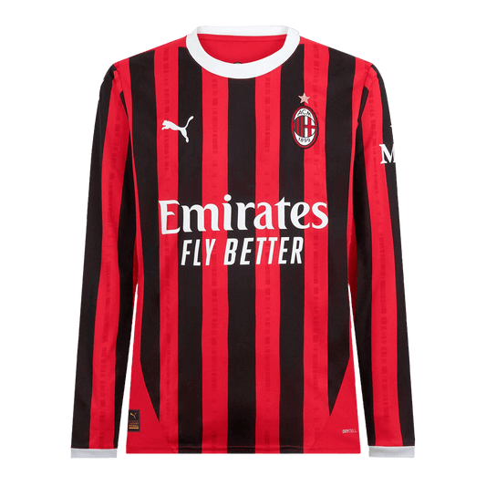Tricouri Fotbal AC Milan Acasă 2024/25 Mânecă Lungă (mărime mare)