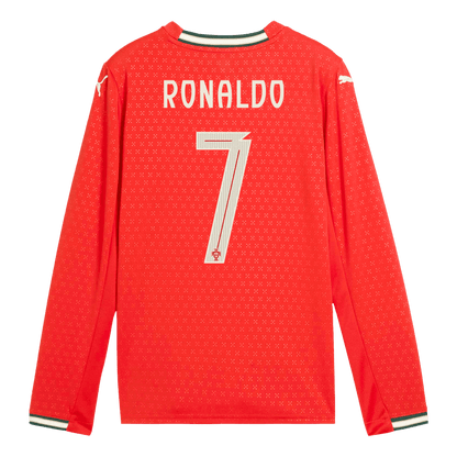 Tricouri Fotbal Portugalia RONALDO #7 Acasă 2025 Mânecă Lungă (mărime mare)