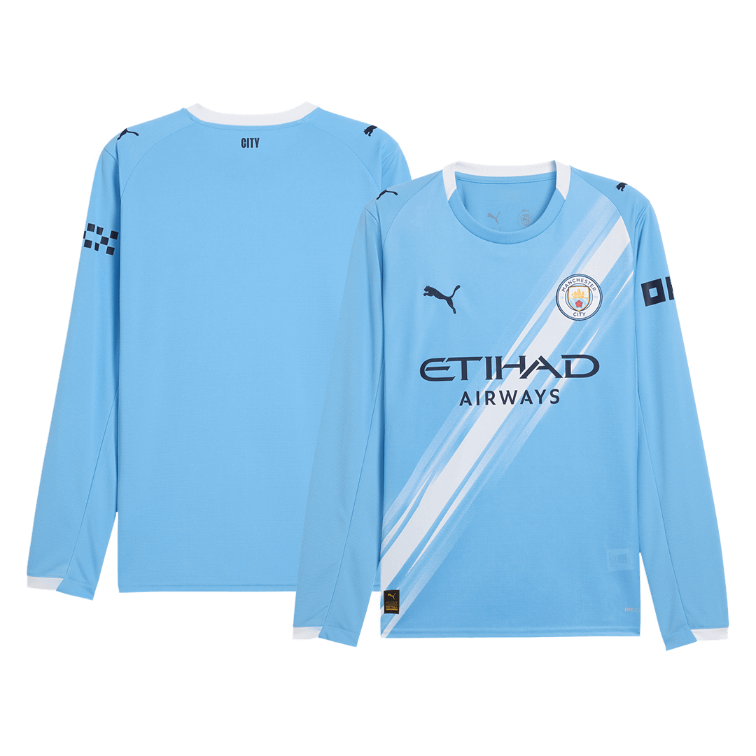 Tricouri Fotbal Manchester City Acasă 2025/26 Mânecă Lungă (mărime mare)
