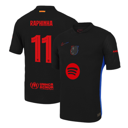 Tricouri Fotbal Barcelona RAPHINHA #11 Deplasare 2024/25 Authentic - UCL (Spotify Logo Without Text)