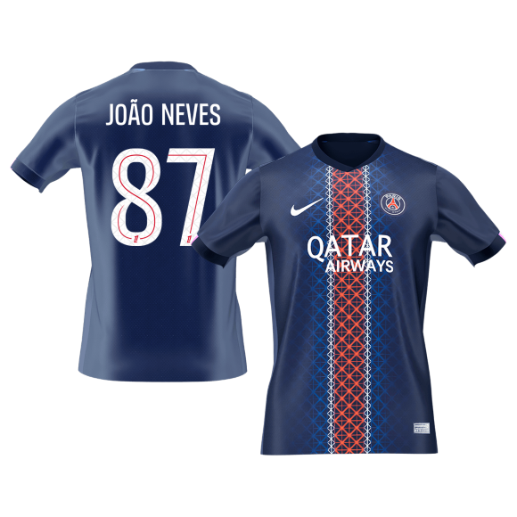Tricouri Fotbal PSG JOÃO NEVES #87 Acasă 2025/26 - Premium
