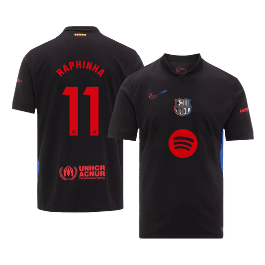 Tricouri Fotbal Barcelona RAPHINHA #11 Deplasare 2024/25 (Spotify Logo Without Text) (mărime mare)
