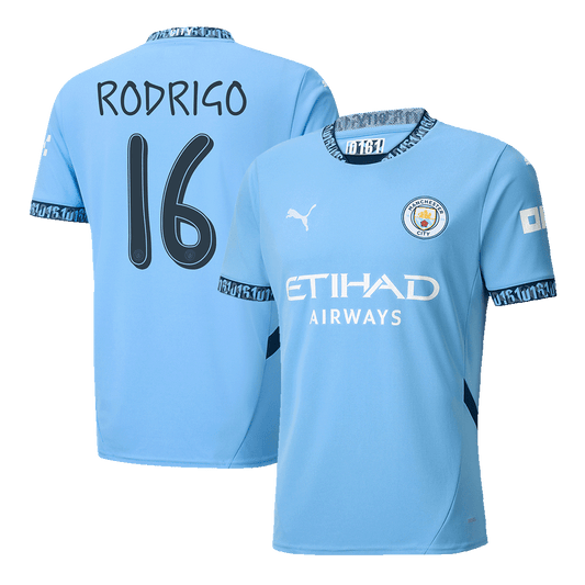 Tricouri Fotbal Manchester City RODRIGO #16 Acasă 2024/25 - UCL (mărime mare)