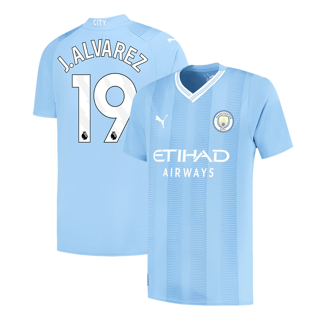 Tricouri Fotbal Manchester City J.ALVAREZ #19 Acasă 2023/24 - Super (mărime mare)