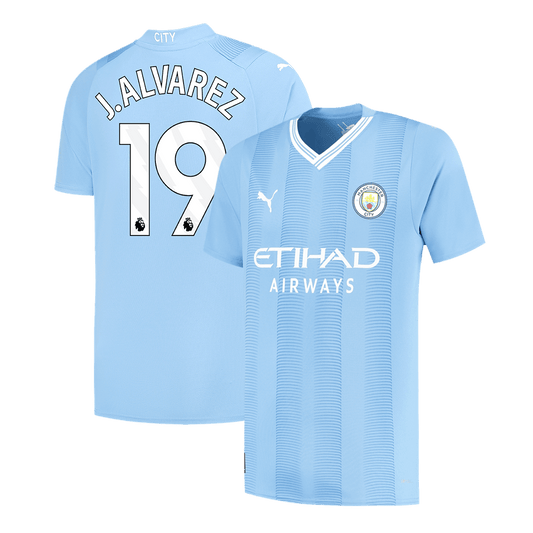 Tricouri Fotbal Manchester City J.ALVAREZ #19 Acasă 2023/24 - Super (mărime mare)