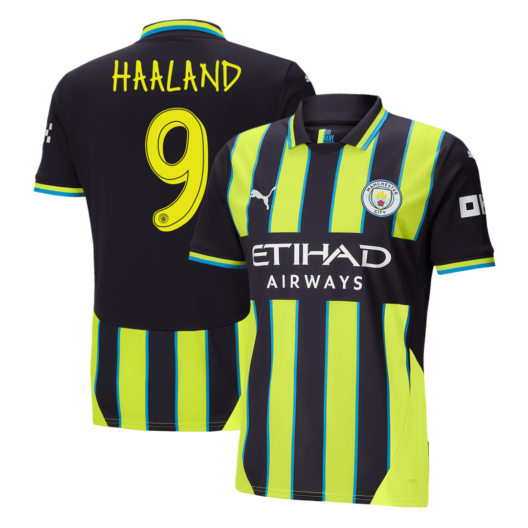 Tricouri Fotbal Manchester City HAALAND #9 Deplasare 2024/25 - UCL (mărime mare)