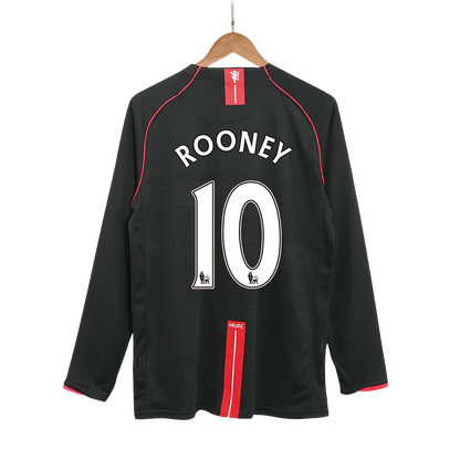 Tricouri Fotbal Vintage Manchester United ROONEY #10 Deplasare 2007/08 Mânecă Lungă