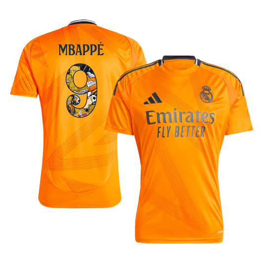Tricouri Fotbal Real Madrid MBAPPÉ #9 Deplasare 2024/25 - Bear Champ Font (mărime mare)