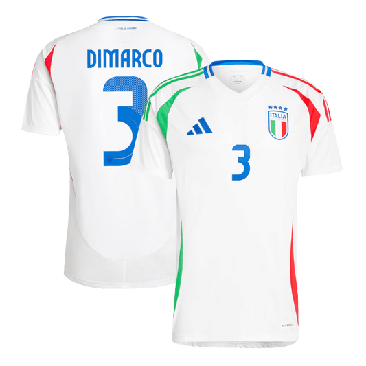 Tricouri Fotbal Italia DIMARCO #3 Deplasare 2024 (mărime mare)