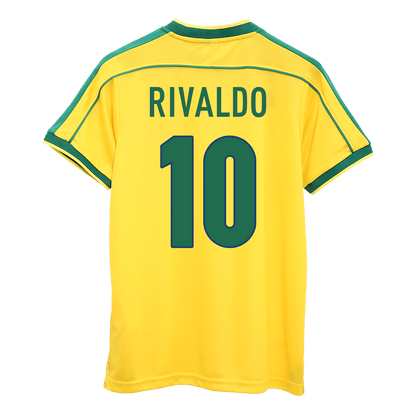 Tricouri Fotbal Vintage Brazilia RIVALDO #10 Acasă 1998