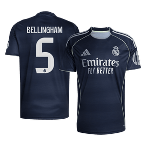 Tricouri Fotbal Real Madrid BELLINGHAM #5 Deplasare 2025/26 - Premium
