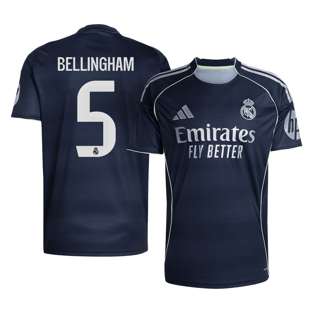 Tricouri Fotbal Real Madrid BELLINGHAM #5 Deplasare 2025/26 (mărime mare)