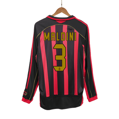 Tricouri Fotbal Vintage AC Milan MALDINI #3 Acasă 2006/07 Mânecă Lungă