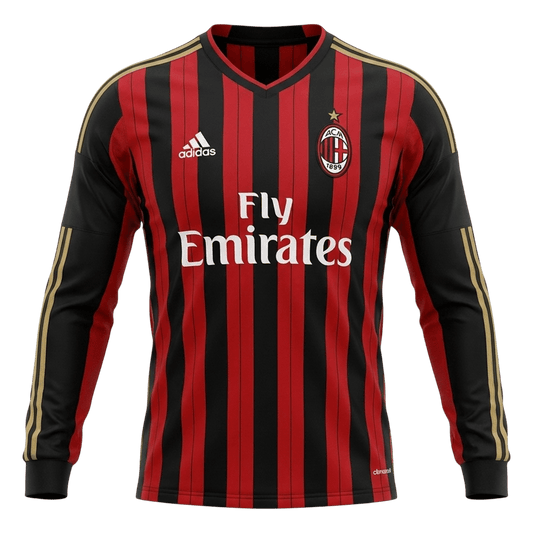 Tricouri Fotbal Vintage AC Milan Acasă 2013/14 Mânecă Lungă