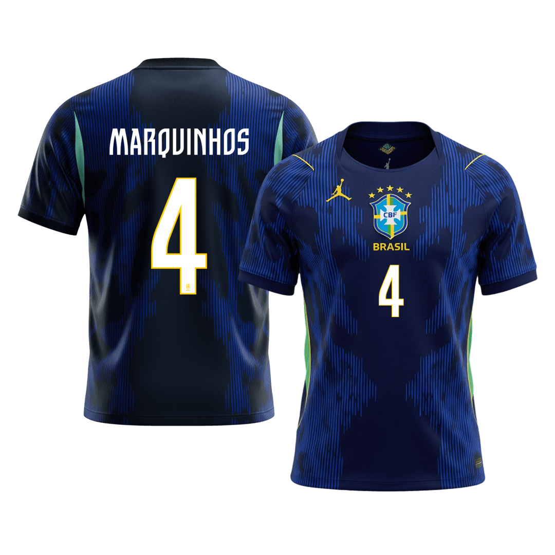 Tricouri Fotbal Brazilia MARQUINHOS #4 Deplasare Cupa Mondială 2026