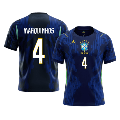 Tricouri Fotbal Brazilia MARQUINHOS #4 Deplasare Cupa Mondială 2026