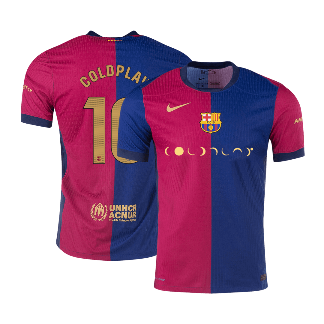 Tricouri Fotbal Barcelona COLDPLAY #10 Acasă 2024/25 Authentic